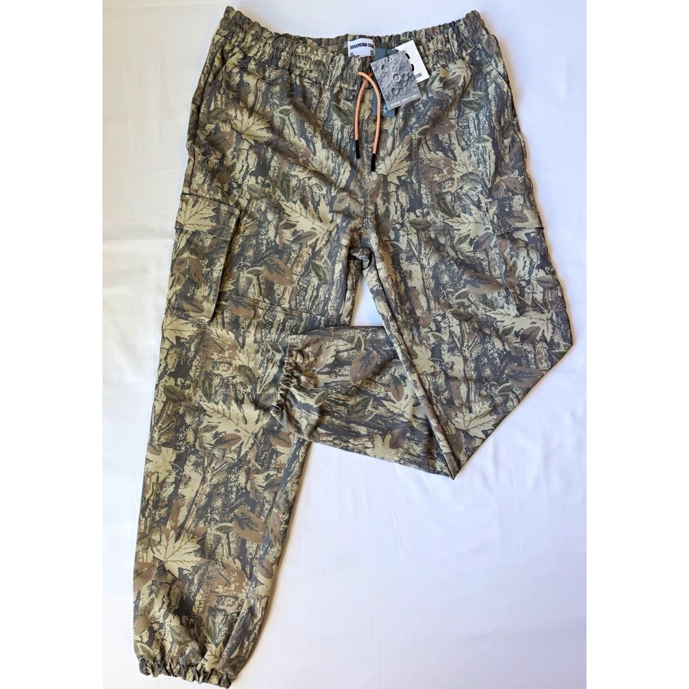 Sovereign Code Men's XL Gray Beige Camo Cargo Shorts Drawstring Elastic Waist